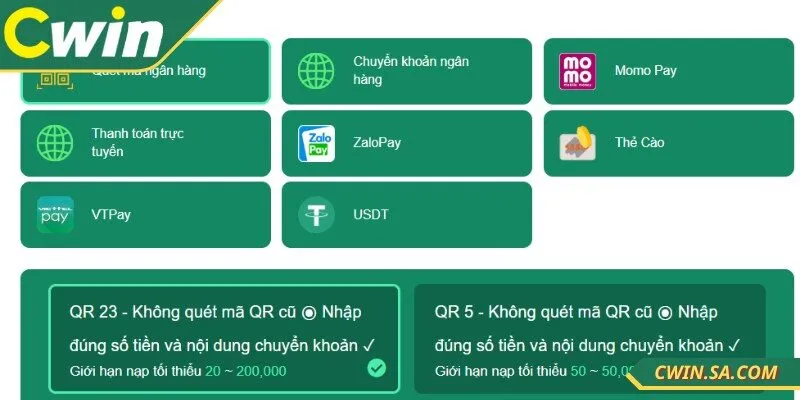 Một số hình thức thêm số dư vào ví tại nhà cái